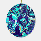 Personalisierte Wirbel des Aquamarinen Ozeans Flui Keramik Ornament (Links)