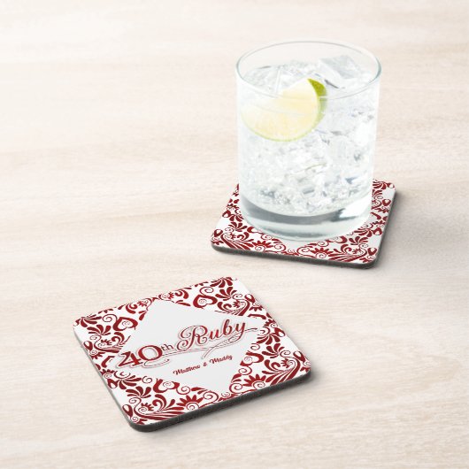 personalisierte Wirbel zum 40. Ruby-Jubiläum Untersetzer (Rechte Seite)