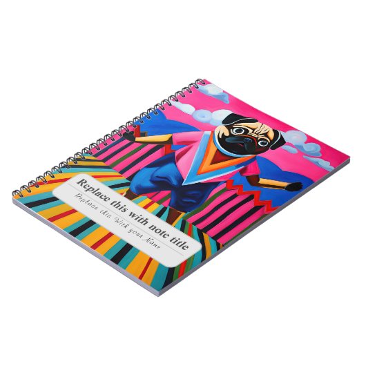 Personalisierte Wirbeltiere - Niedlicher Mops Notizblock (Linke Seite)