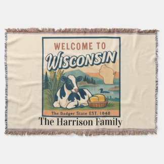 Personalisierte Wisconsin-Wurfdecke Decke