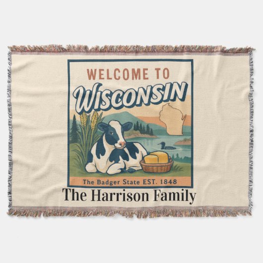Personalisierte Wisconsin-Wurfdecke Decke (Vorderseite)