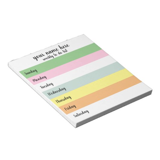 Personalisierte Woche für Notizblock (angewinkelt)