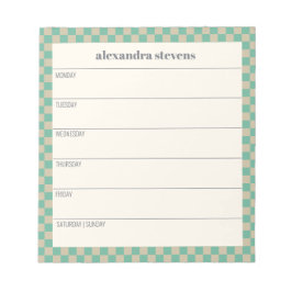 Personalisierte wöchentliche Retro-Minte geprüft Notizblock