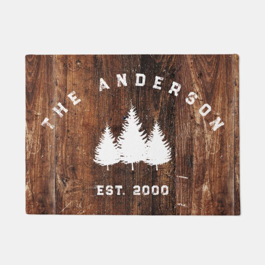 Personalisierte Wohngestaltung Rustikales Holz Fußmatte (Vorderseite)