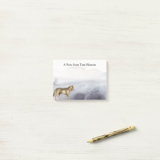 Personalisierte Wolf Blauer Wolken Post-it Klebezettel (Auf Schreibtisch)