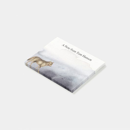 Personalisierte Wolf Blauer Wolken Post-it Klebezettel (angewinkelt)