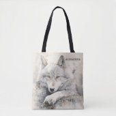 Personalisierte Wolf Tote Bag - Individuelle Name- Tasche (Vorderseite)