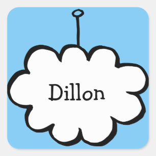 Personalisierte Wolke an einer Schnur Quadratischer Aufkleber