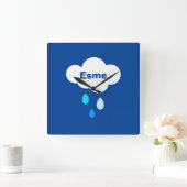 Personalisierte Wolke und Regen Quadratische Wanduhr (Zuhause)