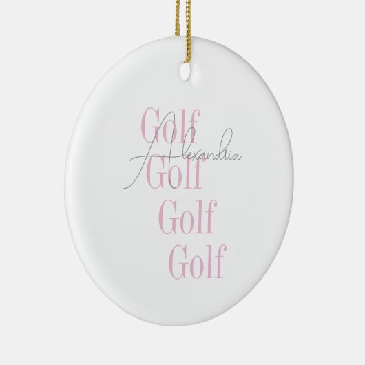 Personalisierte Women's Golf Pink Typografie Keramik Ornament (Rechts)
