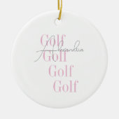 Personalisierte Women's Golf Pink Typografie Keramik Ornament (Vorne)