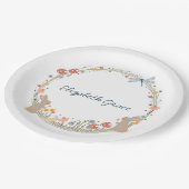 Personalisierte Woodland Babydusche Papier Teller (Schrägansicht)