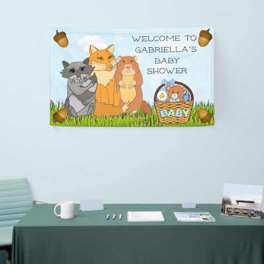 Personalisierte Woodland Creatures Boy Baby Shoote Banner (Messeveranstaltung)