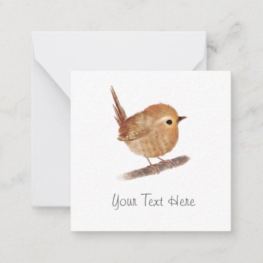 Personalisierte Wren Bird-Flat-Note-Karte Mitteilungskarte (Vorderseite)