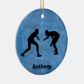 Personalisierte Wrestler-Silhouetten Weihnachten Keramik Ornament (Rechts)