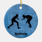 Personalisierte Wrestler-Silhouetten Weihnachten Keramik Ornament (Vorne)