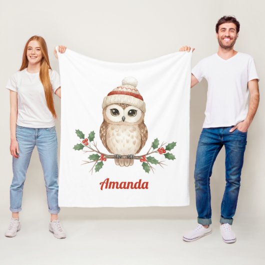Personalisierte wunderliche Eulen-Weihnachtsdecke Fleecedecke (Beispiel)