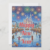 Personalisierte wunderliche Winter-Feuerwerksgrüße Feiertagskarte (Vorderseite)