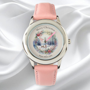 Personalisierte wunderschöne Wasserfarben-Winter-S Armbanduhr
