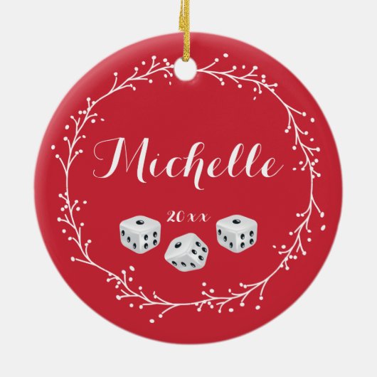 Personalisierte Würfel Keramikornament (Hinten)