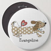 Personalisierte Wurst Dog Dackel Button Abzeichen (Vorne & Hinten)