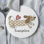 Personalisierte Wurst Dog Dackel Button Abzeichen (Beispiel)