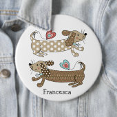 Personalisierte Wurst Dog Dackel Button Abzeichen (Beispiel)