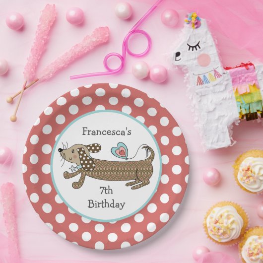 Personalisierte Wurst Hund Dackel Party Pappteller (Party)