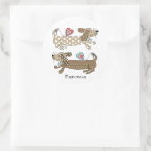 Personalisierte Wurst Hunde Dackel Runder Aufkleber (Tasche)