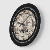 Personalisierte Wüste Beige Camouflage auf Große Wanduhr (Winkel)
