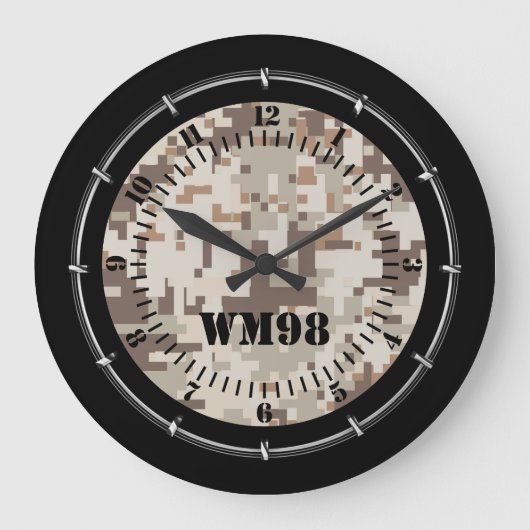 Personalisierte Wüste Beige Camouflage auf Große Wanduhr (Vorderseite)