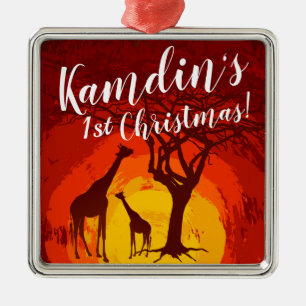 Personalisierte XMAS Ornament African Safari Giraf Aus Metall