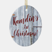 Personalisierte XMAS Ornament Weißwaschholz Stall  (Rechts)