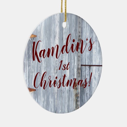 Personalisierte XMAS Ornament Weißwaschholz Stall  (Rechts)