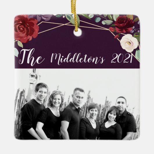 Personalisierte XMAS Zierplatte Lila Rose Gold Keramikornament (Vorderseite)