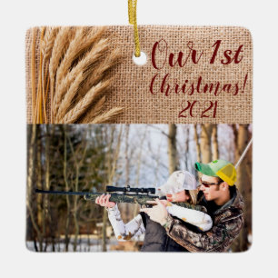 Personalisierte XMAS Zierwein auf Burlap Sack Co Keramikornament