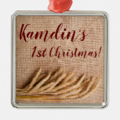 Personalisierte XMAS Zierwein auf Burlap Sack Co Ornament Aus Metall (Vorne)