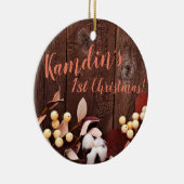 Personalisierte XMAS-Zierwolle-Zweigstelle auf dun Keramik Ornament (Rechts)