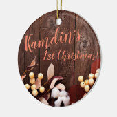 Personalisierte XMAS-Zierwolle-Zweigstelle auf dun Keramik Ornament (Links)