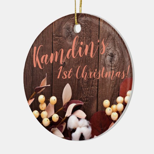 Personalisierte XMAS-Zierwolle-Zweigstelle auf dun Keramik Ornament (Links)