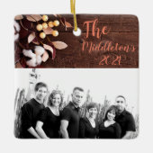 Personalisierte XMAS-Zierwolle-Zweigstelle auf dun Keramikornament (Vorderseite)