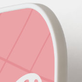 Personalisierte XOXO-Signatur, rosa und weiß Pickleball Schläger (Linke Seite)