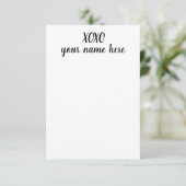 Personalisierte XOXO Stationery Notecards Dankeskarte (Stehend Vorderseite)