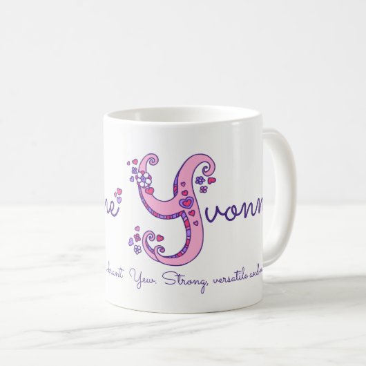 Personalisierte Y Monogramm-Tasse Kaffeetasse (VorderseiteRechts)