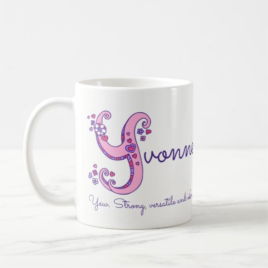 Personalisierte Y Monogramm-Tasse Kaffeetasse (Links)