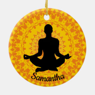 Personalisierte Yoga-Ornament Keramik Ornament
