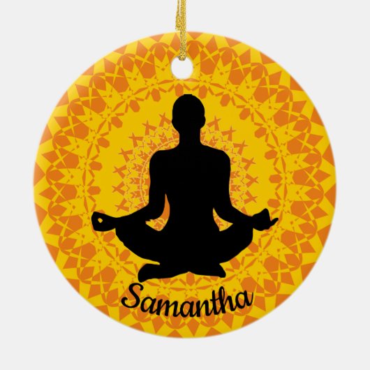 Personalisierte Yoga-Ornament Keramik Ornament (Hinten)