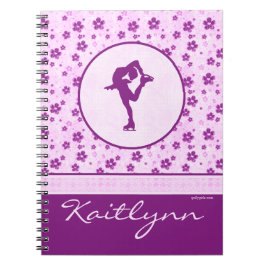 Personalisierte Zahl Skater-lila Herz mit Blumen Notizblock