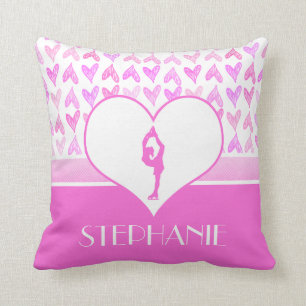 Personalisierte Zahl Skater-Rosawatercolor-Herzen Kissen