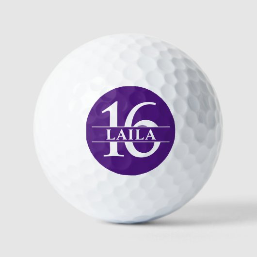 Personalisierte Zahlen Golf Ball - Lila (Vorderseite)